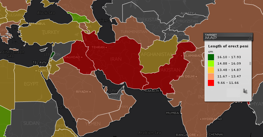 طول کیر در کشورهای مختلف جهان ایران و افغانستان